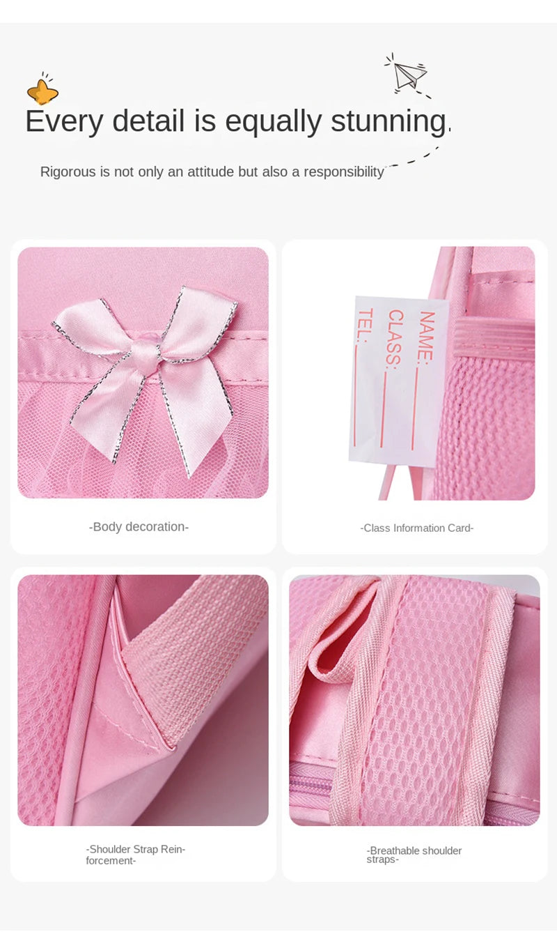 Snow White Princess Children Kawaii Bag for Girl Kids Pink Dancing Backpacks Girls Ballet Dance Bags Baby School Backpack
