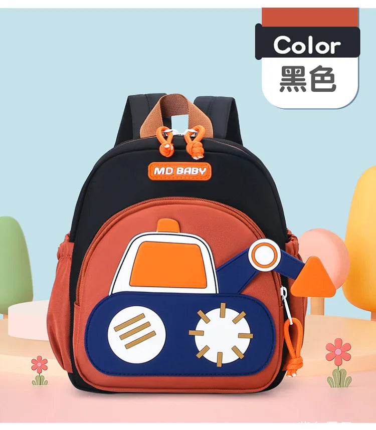 Kids Backpack for Boys Girls Toddler School Kindergarten Cute Construction Truck Car Design Trendy Casual Backpack