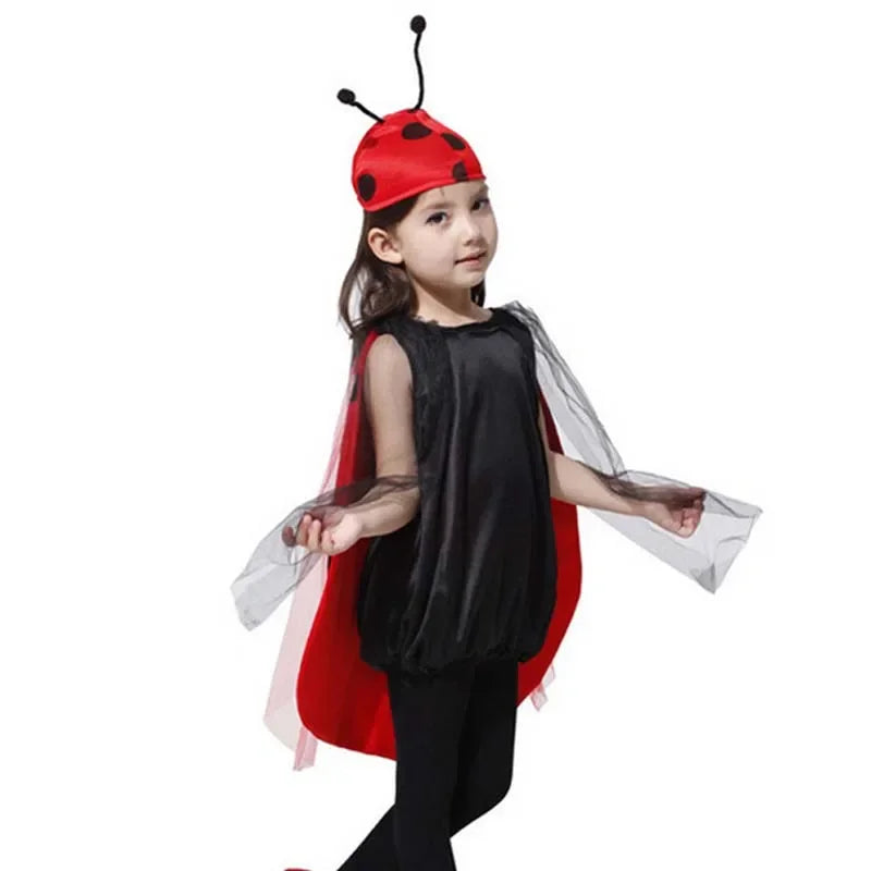 Kinder Mädchen Rot Marienkäfer Marienkäfer Mantel Antenne Hut Kleidung Party für kinder Cosplay Halloween Kostüm