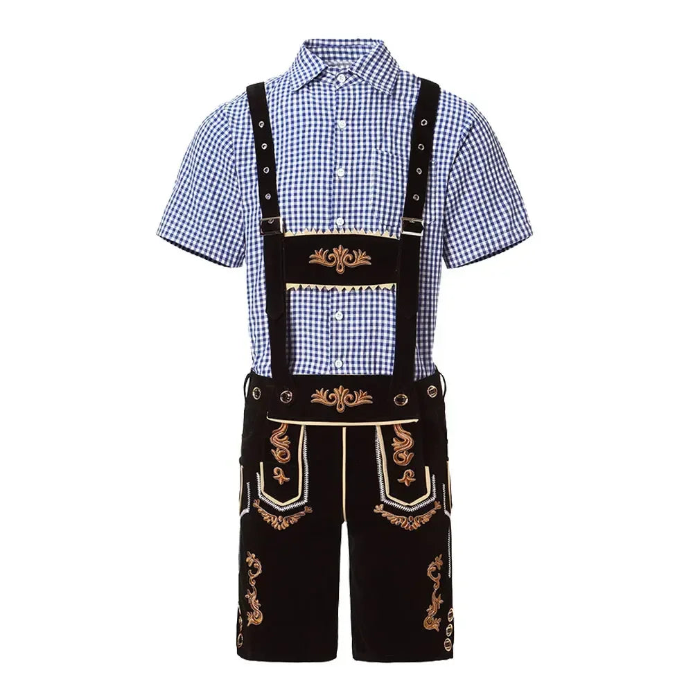 Bayerisches Oktoberfest Deutsches Bierkostüm Männliches Oktoberfest Lederhosenkostüm Bierhemd Hosenträgershorts Hut Cosplay Kostüme
