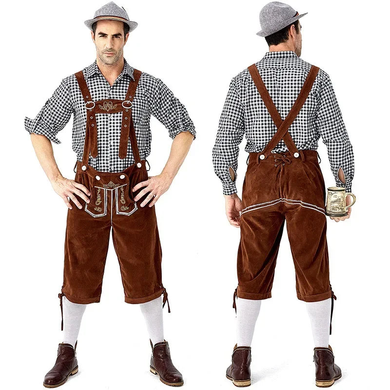 Männer Bayerisches Bier Männliches Hemd Strampler Shorts Set Cosplay Kostüm Deutsches Oktoberfest Kostüme Halloween Festival Party Outfit