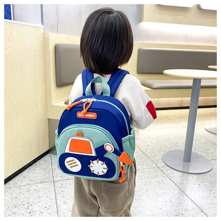 Kids Backpack for Boys Girls Toddler School Kindergarten Cute Construction Truck Car Design Trendy Casual Backpack
