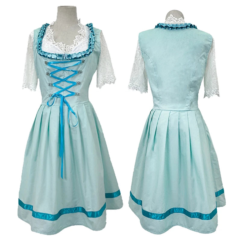 2023 Karneval Party Ball Frauen Kleid Kleidung Oktoberfest Kostüm Cosplay Phantasie Rock Dame Land Vintage Strappy Kleid Volle Größe