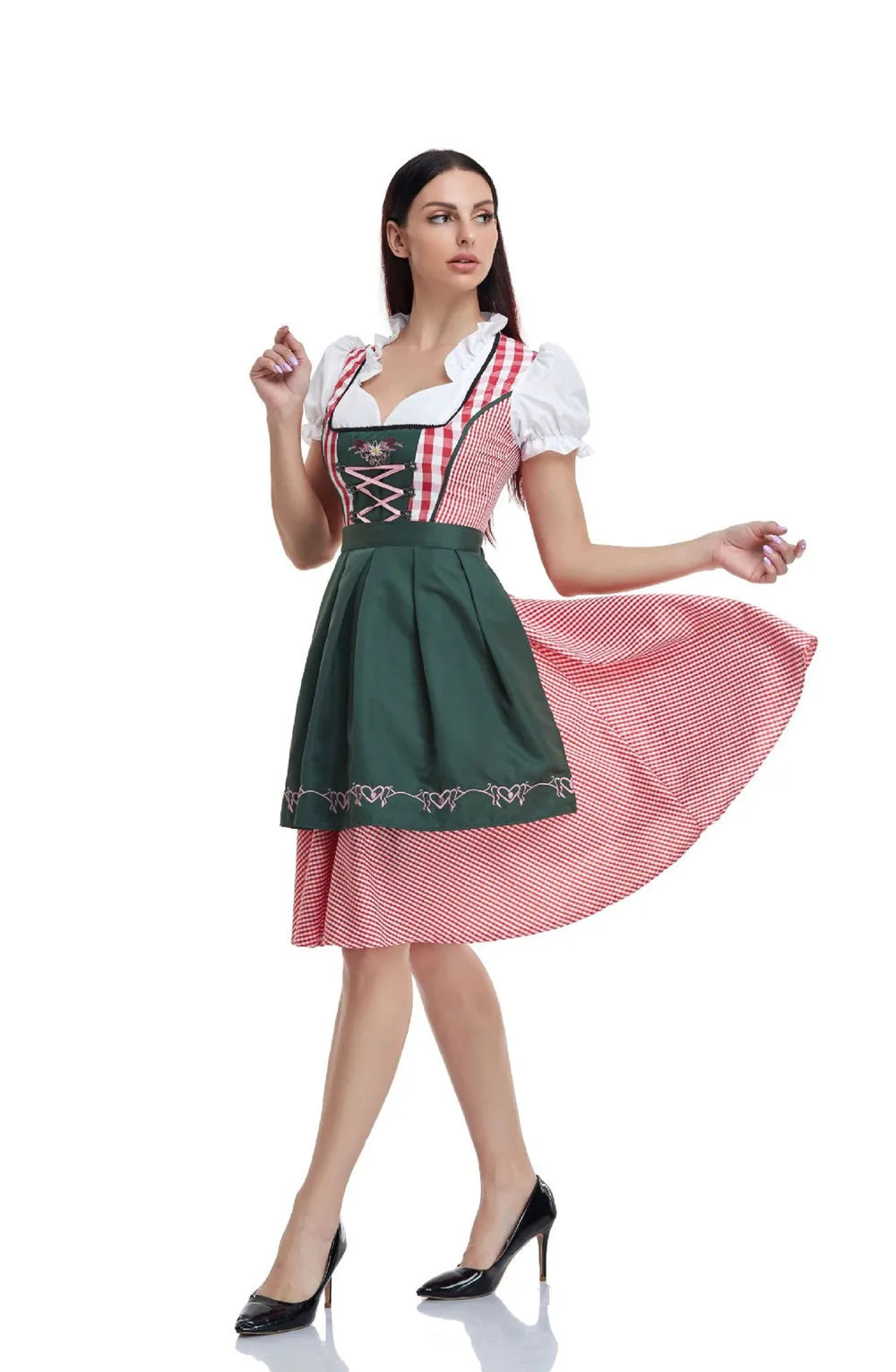 Traditionelle bayerische Oktoberfest-Kostüme, karierte Dirndlkleider, Damen-Schürzenkleid, deutsches Biermädchen, Cosplay-Partykleid