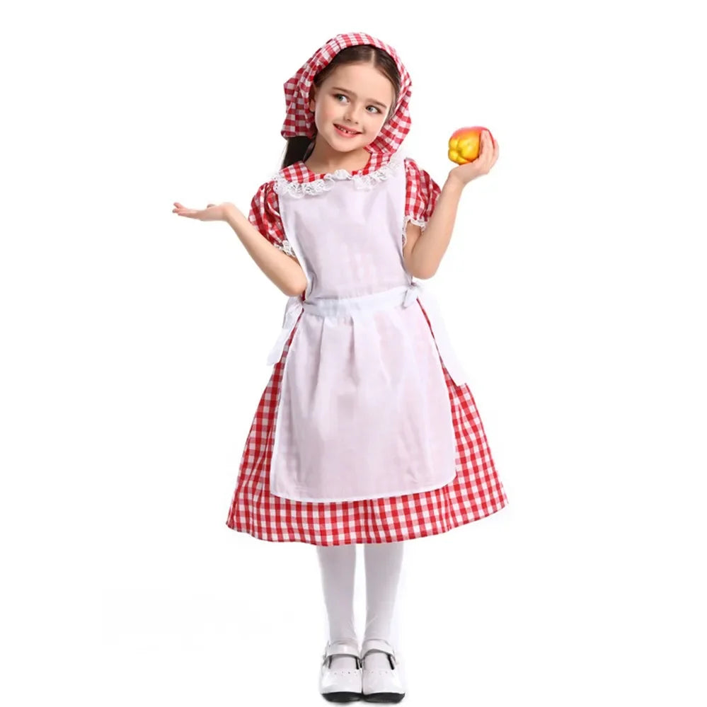 2025 Mädchen Deluxe Rotkäppchen Kostüm Märchen Maid Oktoberfest Buch Woche