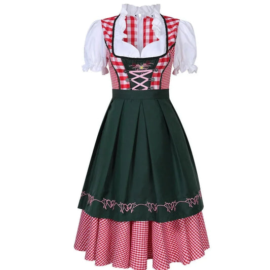 Traditionelles deutsches kariertes Dirndlkleid für Damen, Oktoberfest-Kostüm für Erwachsene, Bierfest, Cosplay, Halloween, ausgefallenes Partykleid