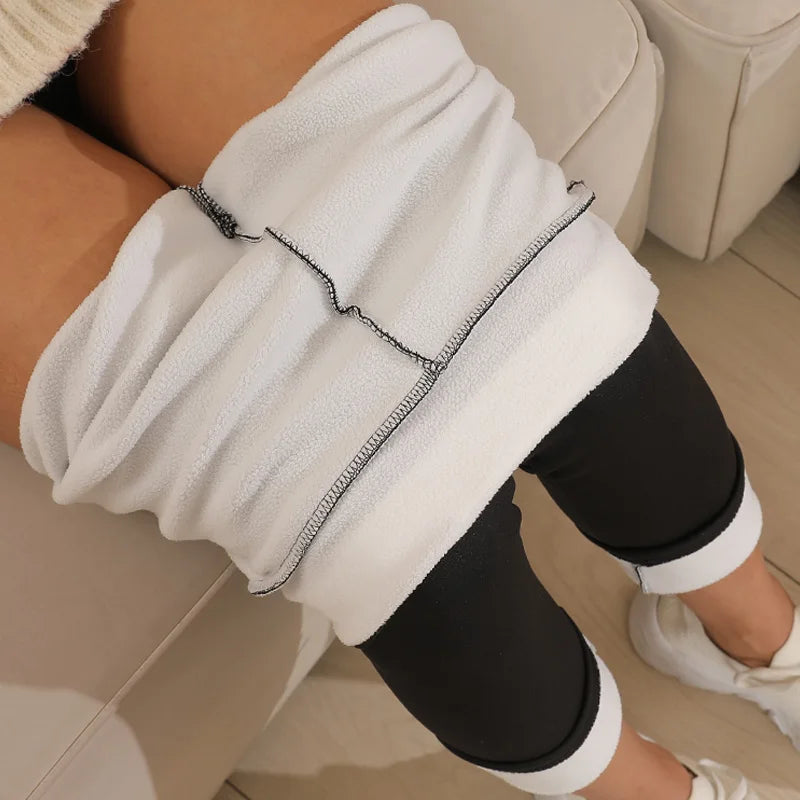 Ultradicke Leggings aus künstlichem Samt aus Lammkaschmir, dicke Winterhose mit hoher Taille und warmer Hose
