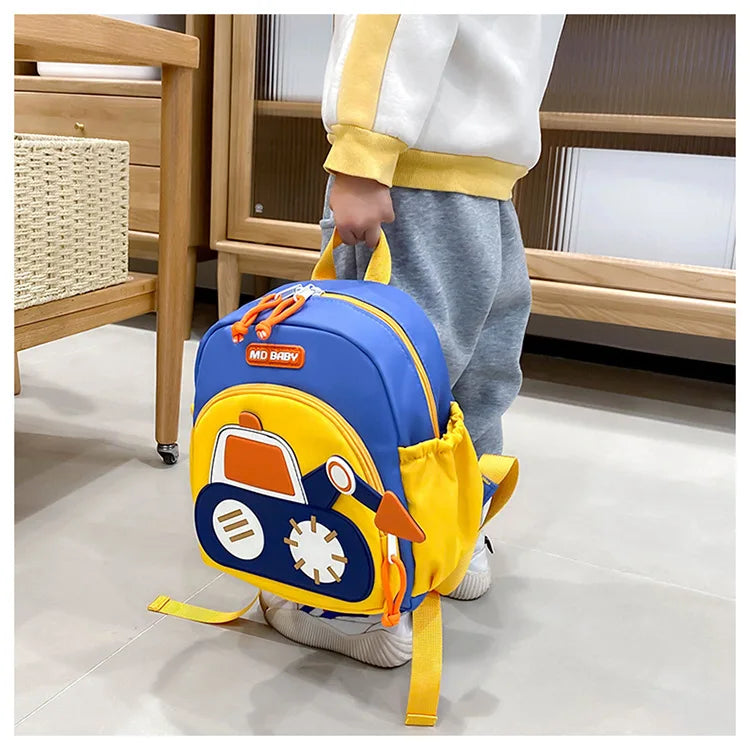 Kids Backpack for Boys Girls Toddler School Kindergarten Cute Construction Truck Car Design Trendy Casual Backpack