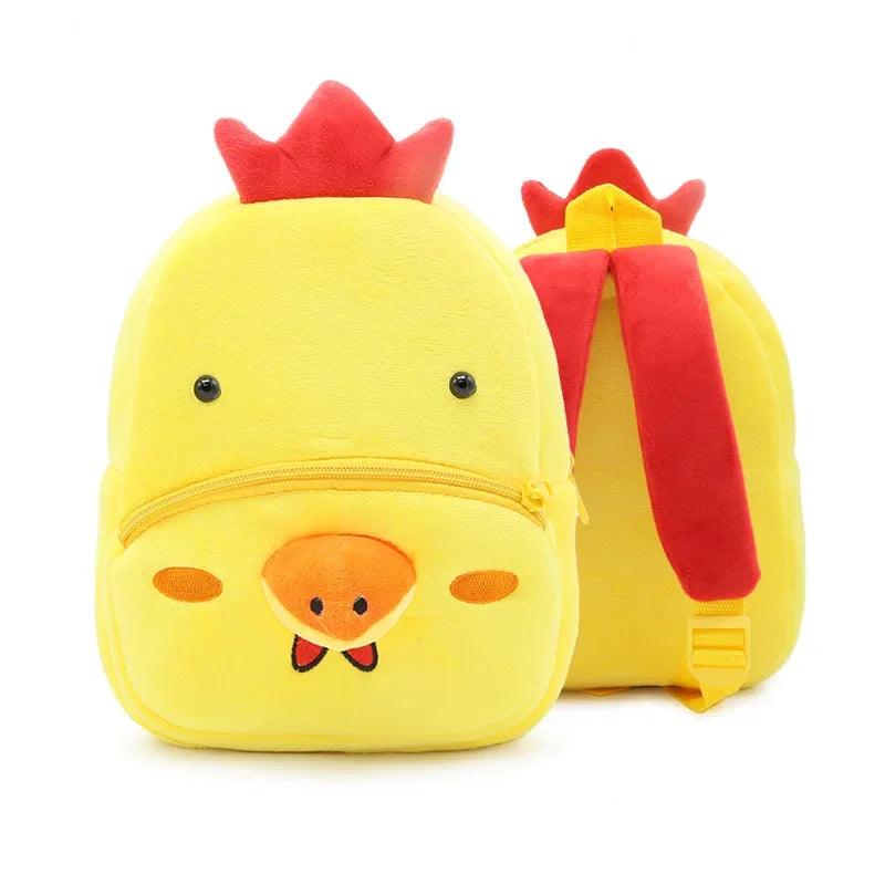 Cartoon Animal Kids Backpack Double Shoulder Plush Nursery Children Bag Customizable Printing Breathable Lightweight