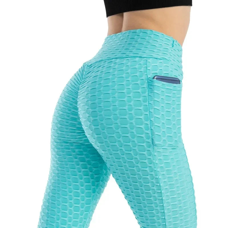 Frauen Mode Tasche Blase Hosen Stretchy Schlank Leggings Gym Laufen Radfahren Fitness Hosen Hohe Taille Hip Lift Leggings Weibliche