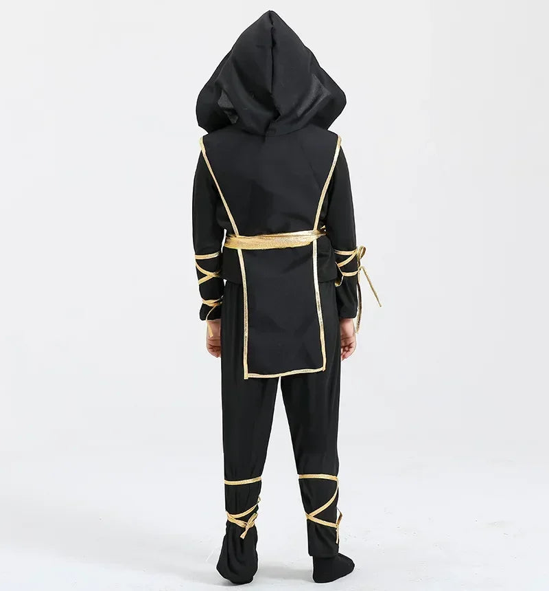 Jungen Mädchen Ninja Cosplay Kostüm für Kinder Anime Samurai Kostüm Kung Fu Dragon Ninja Overall Mit Waffe Outfit Party Halloween