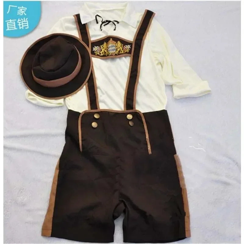 Hansel Bayerische Lederhosen Oktoberfest Kostüm für Männer Deutsches Bierfest Outfit Cos Kleidung Cos Kostüm Mann