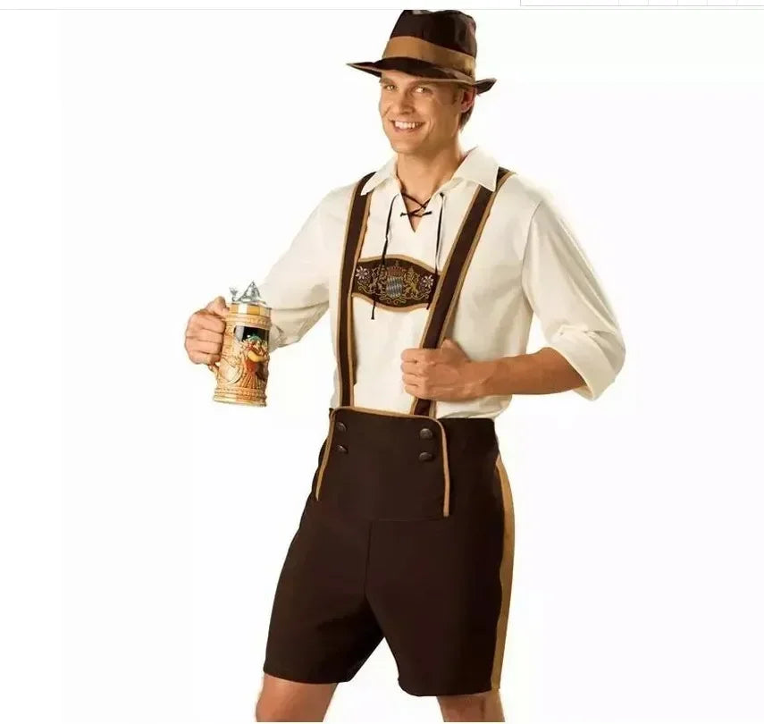 Hansel Bayerische Lederhosen Oktoberfest Kostüm für Männer Deutsches Bierfest Outfit Cos Kleidung Cos Kostüm Mann