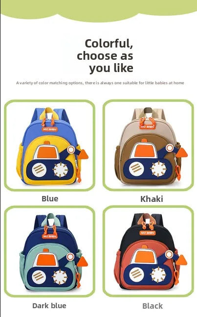 Kids Backpack for Boys Girls Toddler School Kindergarten Cute Construction Truck Car Design Trendy Casual Backpack