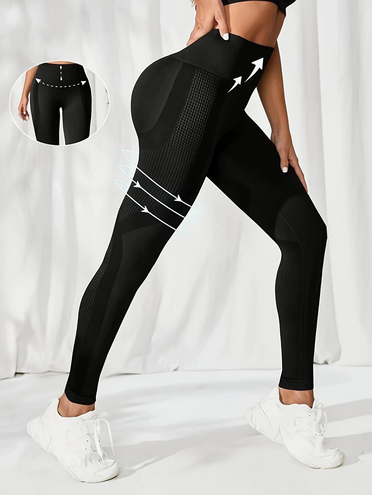 Atmungsaktive Yoga-Leggings mit hoher Taille für Frauen, einfarbig, Bauchkontrolle, Sportbekleidung, bequeme Fitness- und Fitnessstudio-Strumpfhose, Activewear
