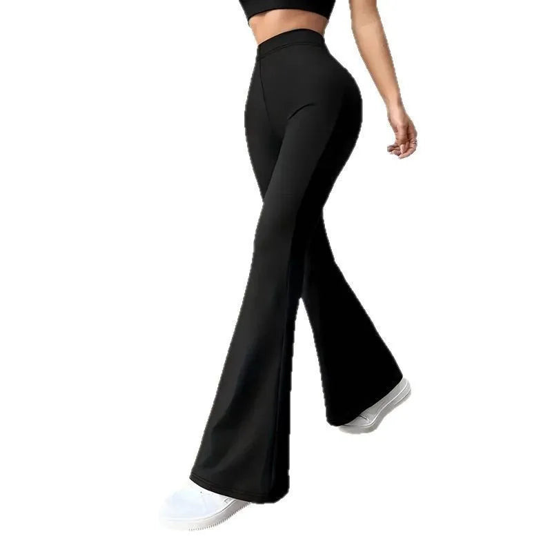 Alobee Damen-Leggings mit hoher Taille für Frühling und Herbst, eng anliegende Hose, schmales Bein, lange schwarze Hose, Hose mit weitem Bein für Frauen