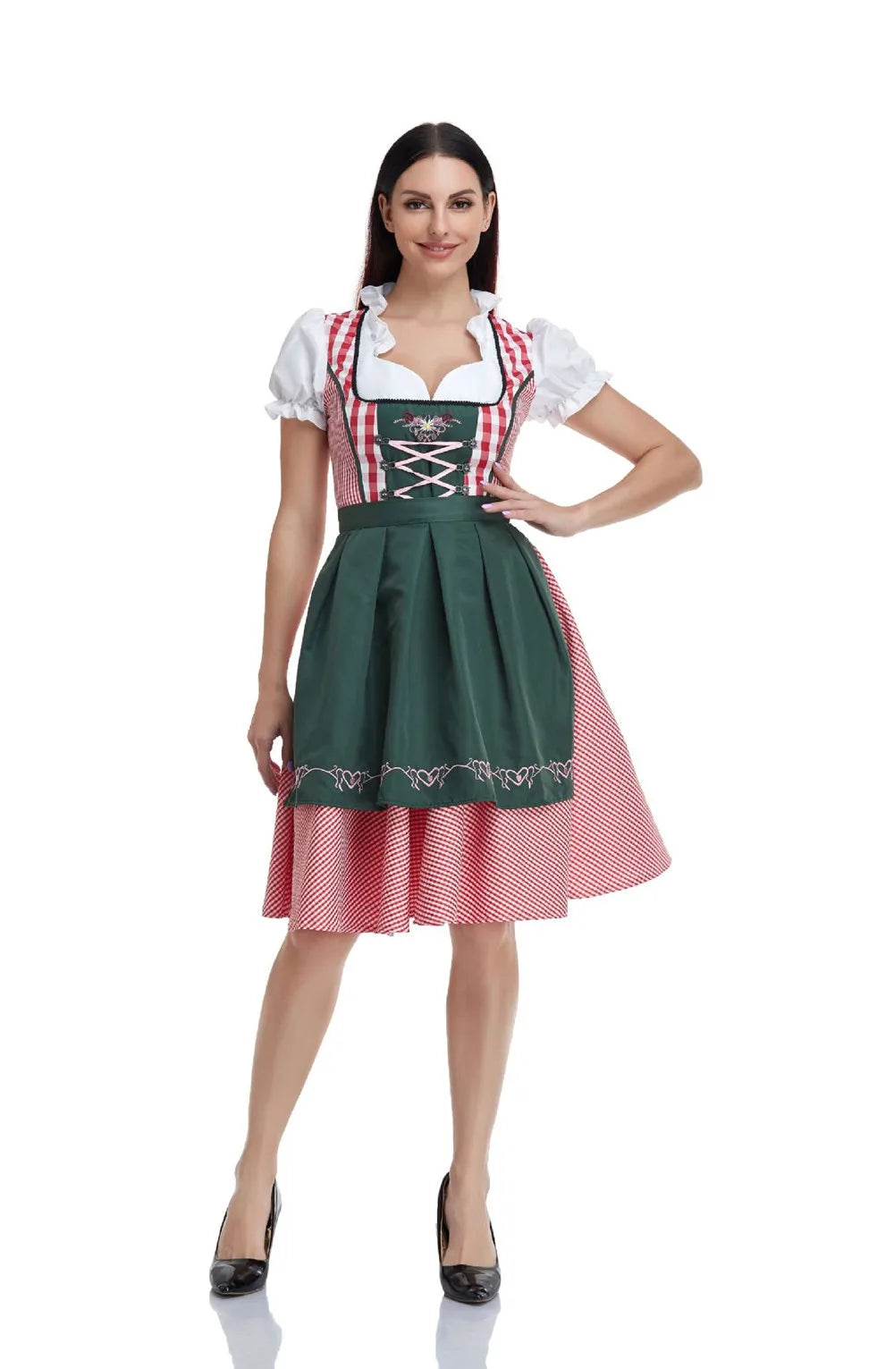 Traditionelle bayerische Oktoberfest-Kostüme, karierte Dirndlkleider, Damen-Schürzenkleid, deutsches Biermädchen, Cosplay-Partykleid