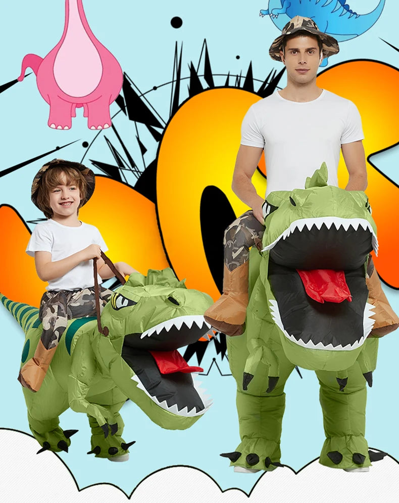 Tier Cartoon Reiten T-Rex Aufblasbares Kostüm Kindergarten Kinder Dinosaurier Rollenspiel Erwachsene Kinder Jagdspiel Geburtstagsgeschenk
