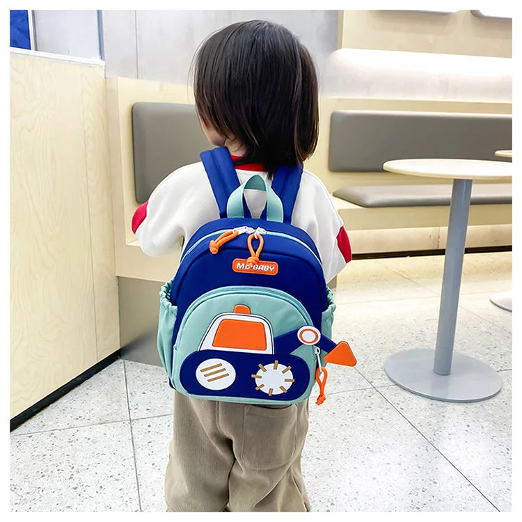 Kids Backpack for Boys Girls Toddler School Kindergarten Cute Construction Truck Car Design Trendy Casual Backpack
