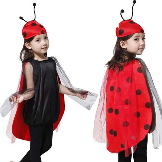 Kinder Mädchen Rot Marienkäfer Marienkäfer Mantel Antenne Hut Kleidung Party für kinder Cosplay Halloween Kostüm