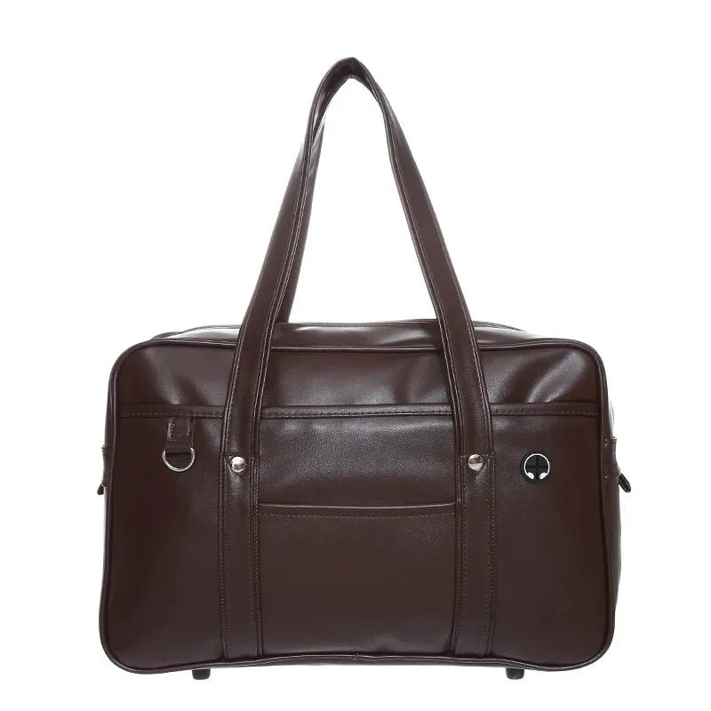 Schoolbag PU Leather Wide Application Japanese Handbag Large Capacity Waterproof