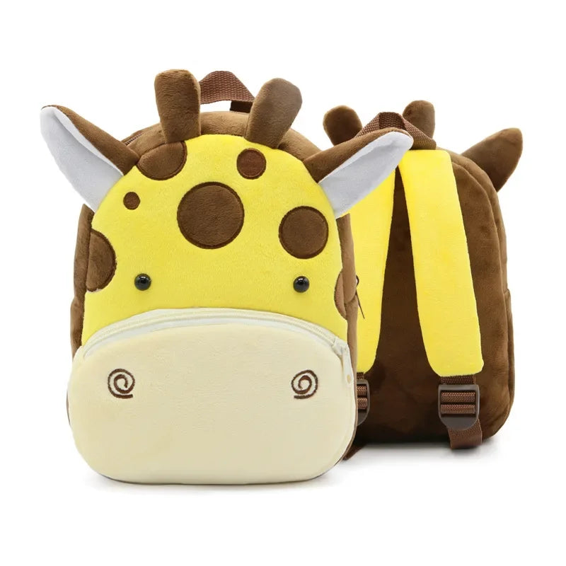 Cartoon Animal Kids Backpack Double Shoulder Plush Nursery Children Bag Customizable Printing Breathable Lightweight