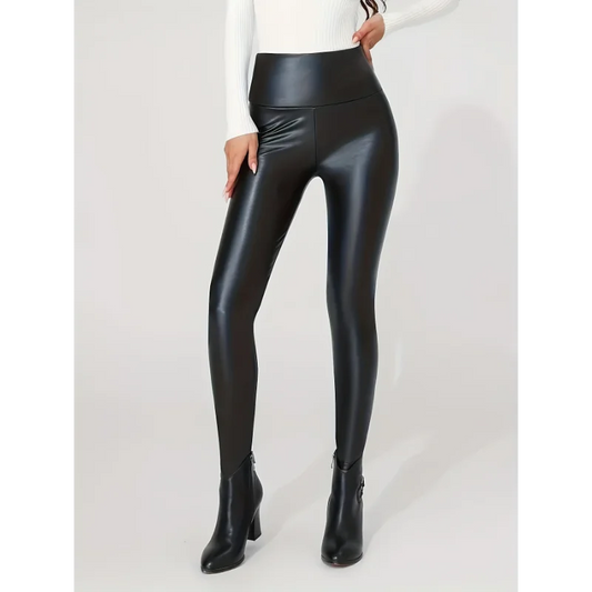 Herbst und Winter Neue Saison Tragbare Damen Enge Hosen Mit Hoher Taille Und Sexy Kunstleder Textur Lange Hosen Mit Leggings
