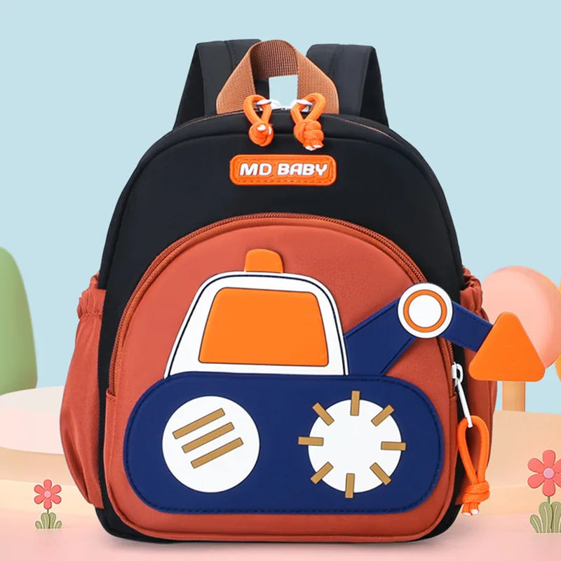 Kids Backpack for Boys Girls Toddler School Kindergarten Cute Construction Truck Car Design Trendy Casual Backpack