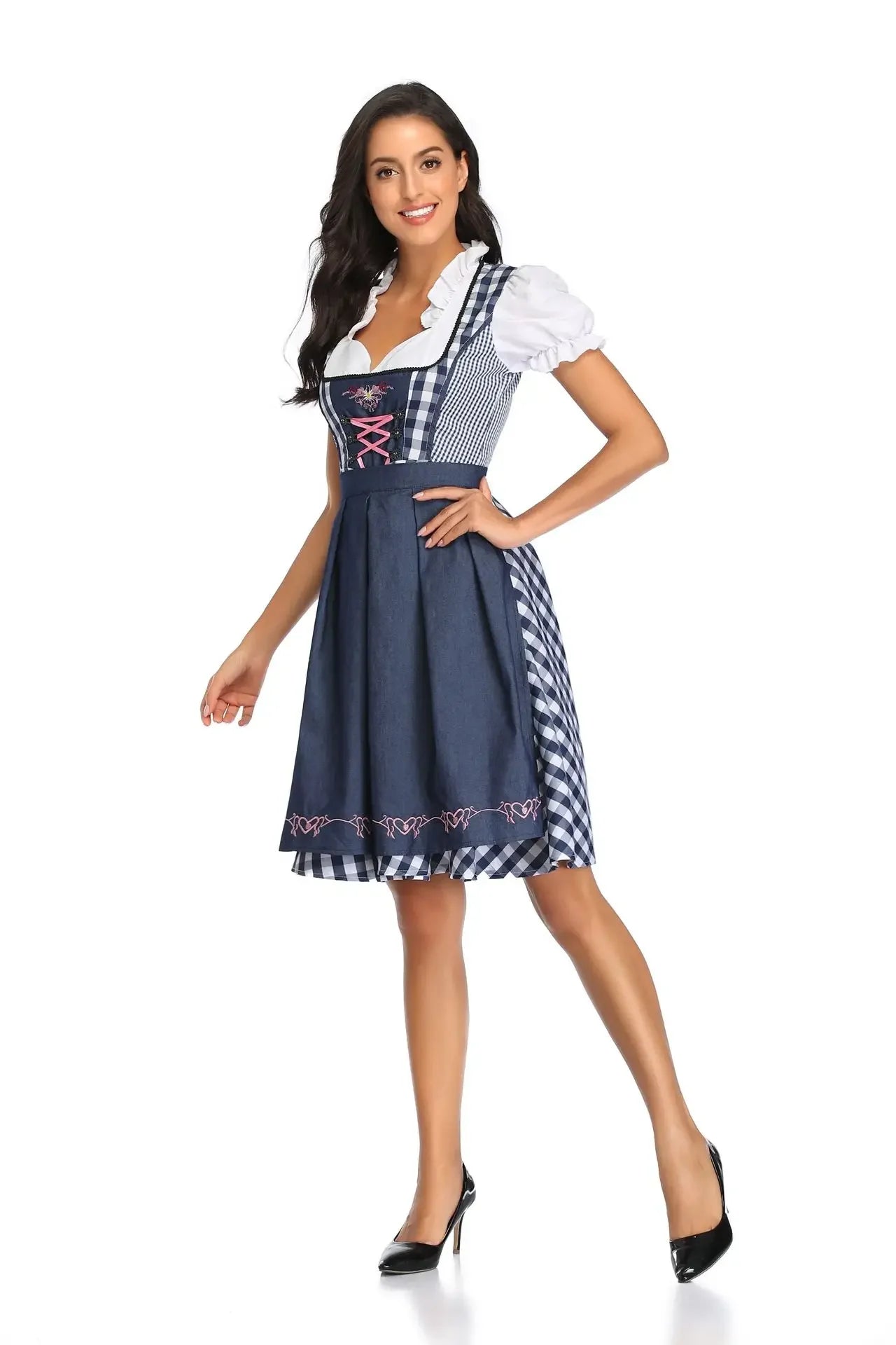 Damen Kellnerin Dienstmädchen Kleid Erwachsene Bayern Oktoberfest Kleid Bier Karneval Party Outfit Kostüm Mann Lederhosen Dirndl Outfit