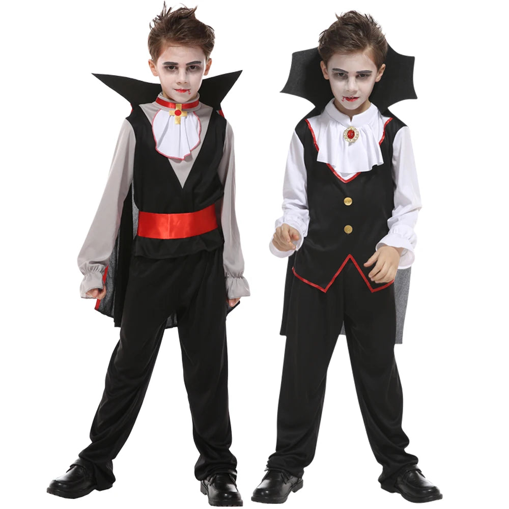 Kinder Vampir Cosplay Halloween Kostüme Jungen Fantasy Graf Dracula Gruselige Kleidung Outfits mit Vampirumhängen