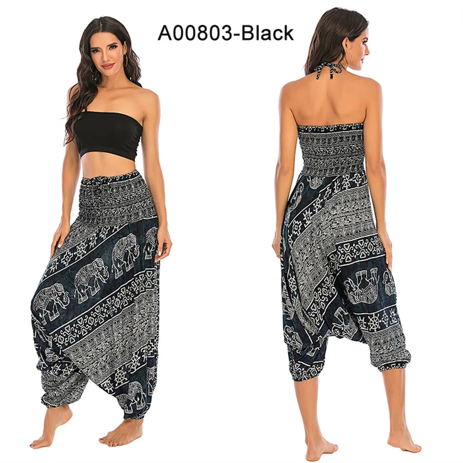 Bohemian Hosen Frauen Pantalones Mujer Hippie Hohe Taille Rayon Harem Baggy Boho Yoga Strand Tragen Gießen Femme Calca Feminina Gedruckt