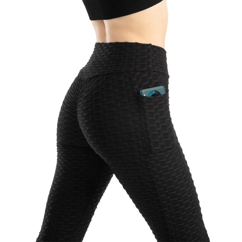 Frauen Mode Tasche Blase Hosen Stretchy Schlank Leggings Gym Laufen Radfahren Fitness Hosen Hohe Taille Hip Lift Leggings Weibliche