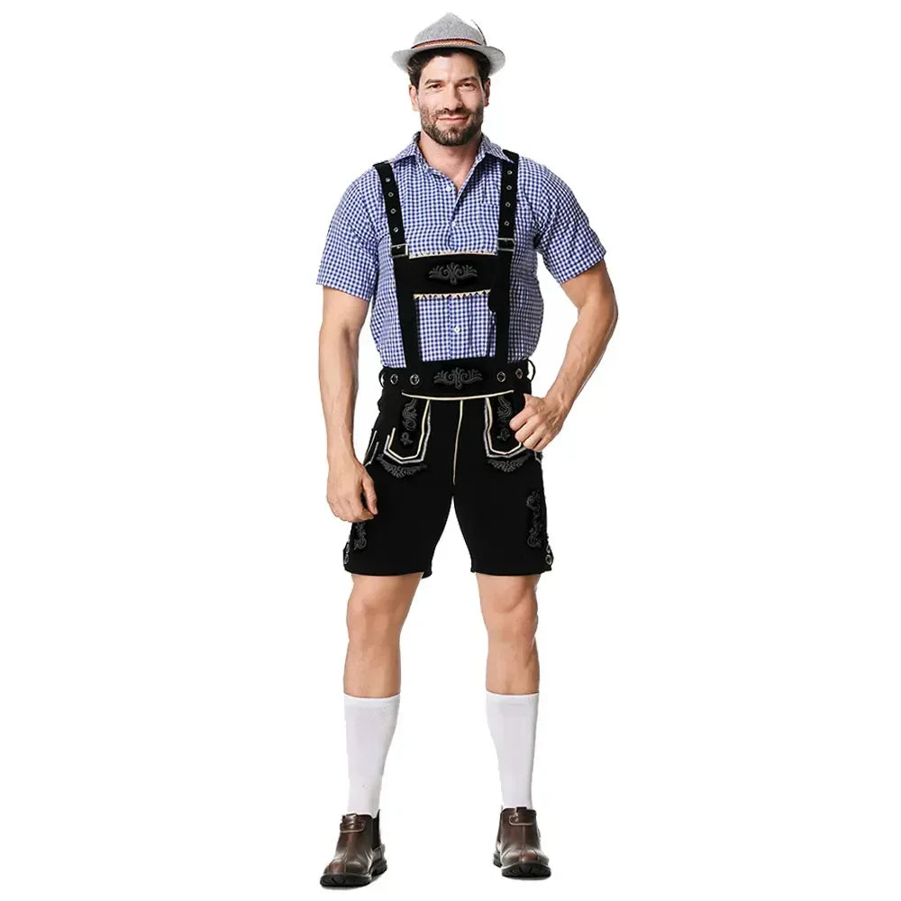 Bayerisches Oktoberfest Deutsches Bierkostüm Männliches Oktoberfest Lederhosenkostüm Bierhemd Hosenträgershorts Hut Cosplay Kostüme