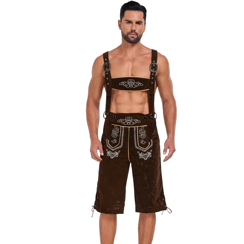 Mann Oktoberfest Kostüm Bayerische Lederhosen Bierfest Clubwear Kellner Outfit Cosplay Karneval Phantasie Party Kleid