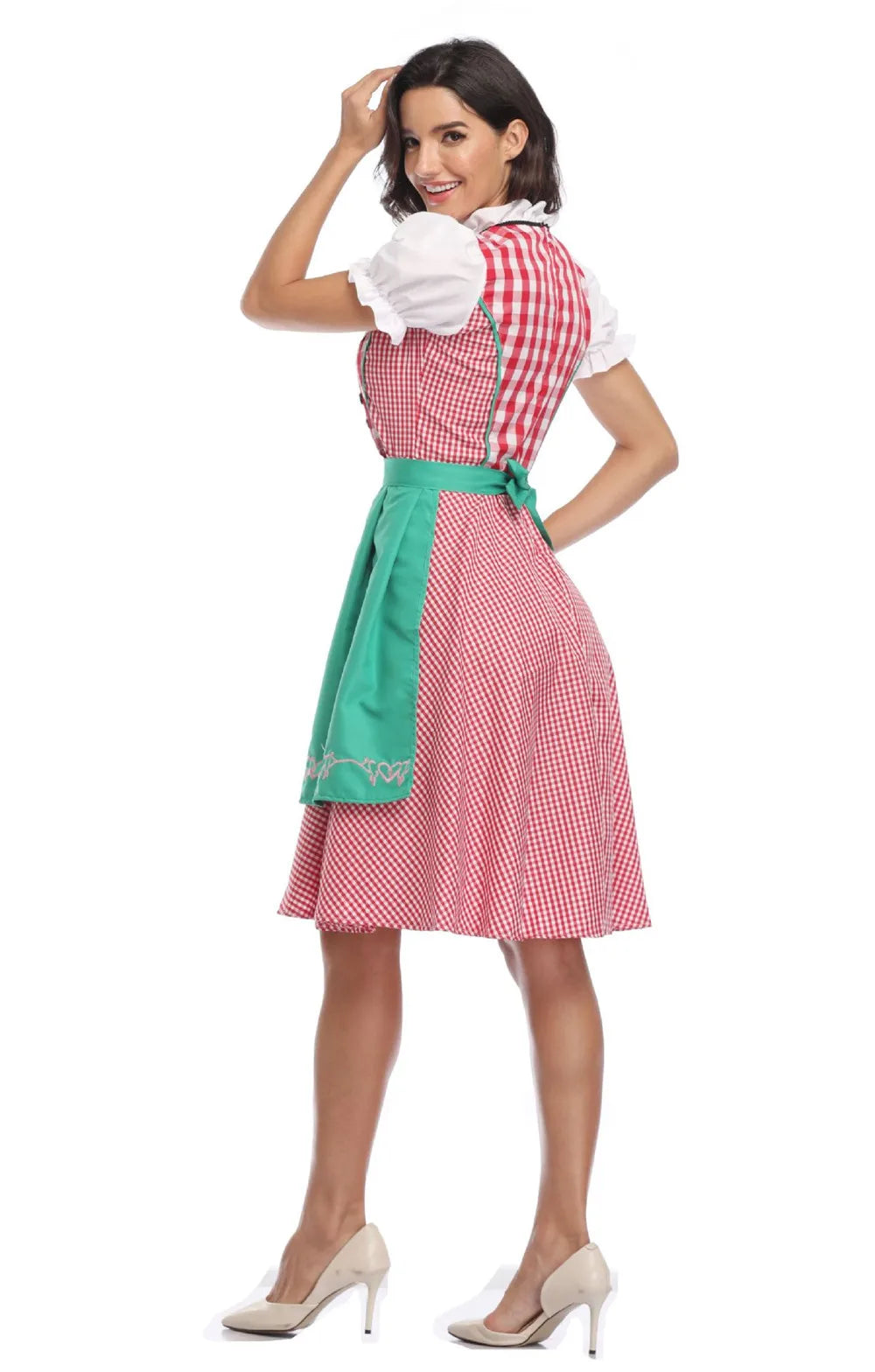 Traditionelle bayerische Oktoberfest-Kostüme, karierte Dirndlkleider, Damen-Schürzenkleid, deutsches Biermädchen, Cosplay-Partykleid