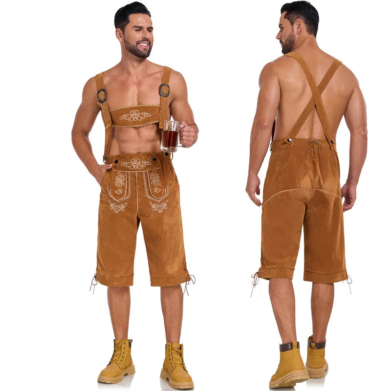 Mann Oktoberfest Kostüm Bayerische Lederhosen Bierfest Clubwear Kellner Outfit Cosplay Karneval Phantasie Party Kleid