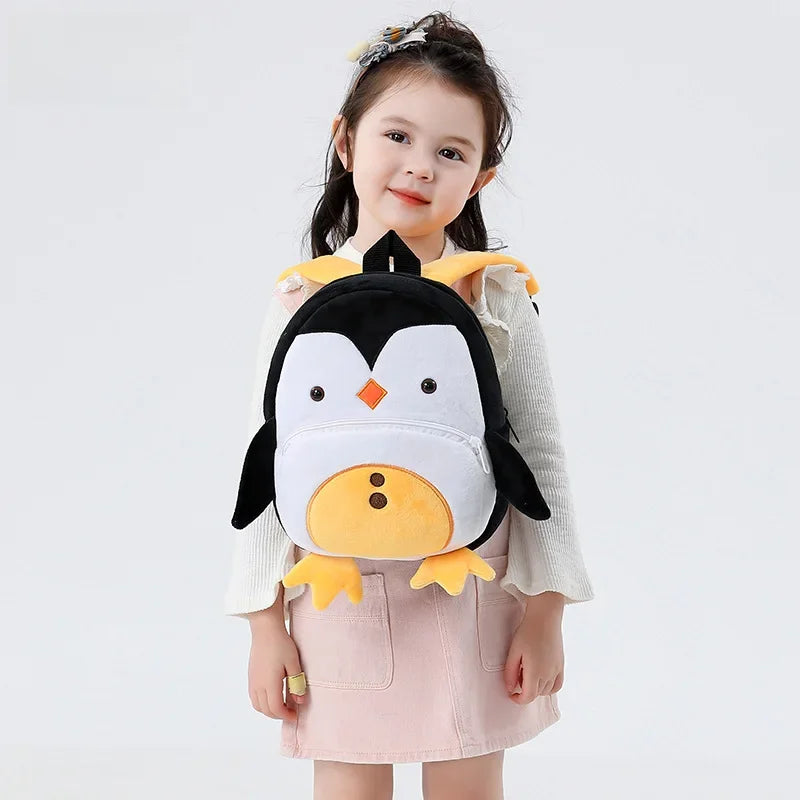 Cartoon Animal Kids Backpack Double Shoulder Plush Nursery Children Bag Customizable Printing Breathable Lightweight