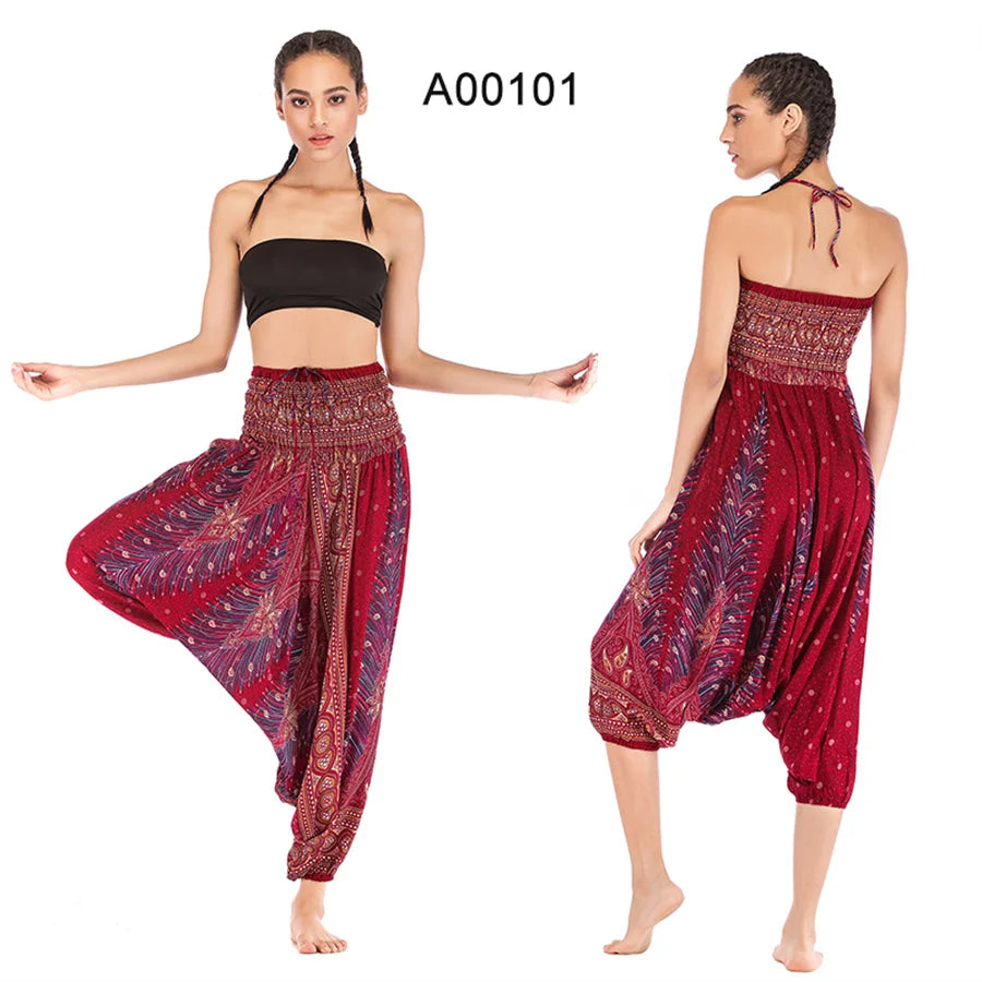 Bohemian Hosen Frauen Pantalones Mujer Hippie Hohe Taille Rayon Harem Baggy Boho Yoga Strand Tragen Gießen Femme Calca Feminina Gedruckt