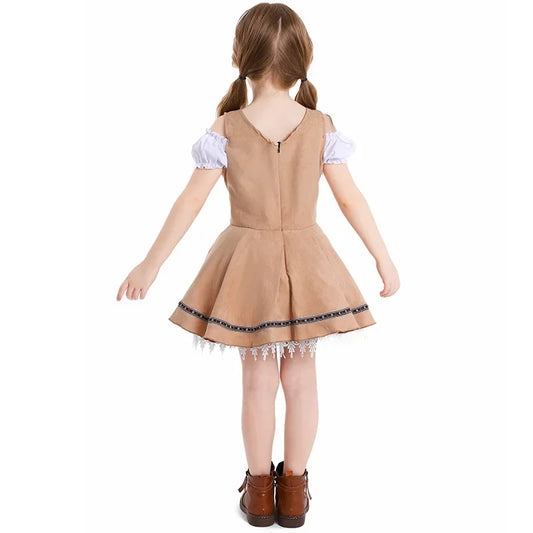 Kinder Mädchen Bierkleid Kostüm Oktoberfest Dirndl Bavaria Biermädchen Outfit Karneval Party Bier Kinderoutfit Cosplay Kleid