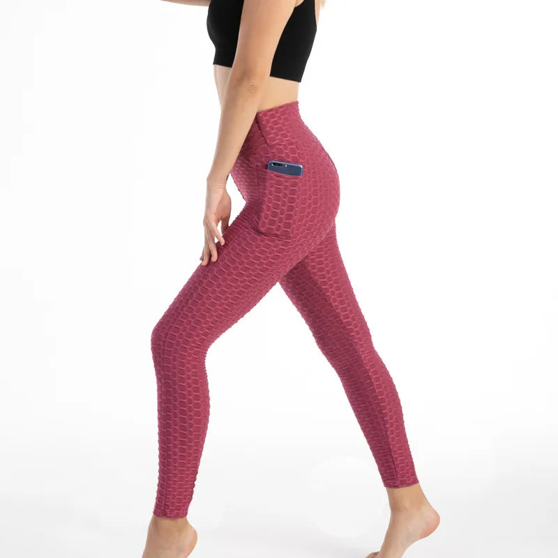 Frauen Mode Tasche Blase Hosen Stretchy Schlank Leggings Gym Laufen Radfahren Fitness Hosen Hohe Taille Hip Lift Leggings Weibliche