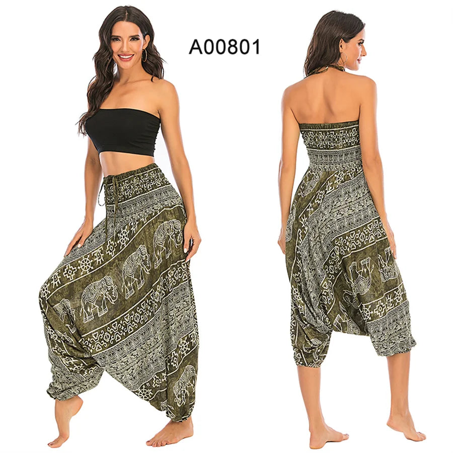 Bohemian Hosen Frauen Pantalones Mujer Hippie Hohe Taille Rayon Harem Baggy Boho Yoga Strand Tragen Gießen Femme Calca Feminina Gedruckt