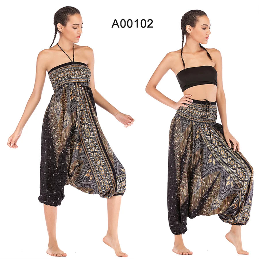 Bohemian Hosen Frauen Pantalones Mujer Hippie Hohe Taille Rayon Harem Baggy Boho Yoga Strand Tragen Gießen Femme Calca Feminina Gedruckt