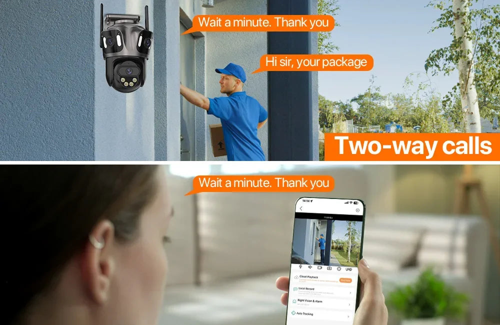 6K HD Outdoor Wifi PTZ Kamera Drei Objektiv 4K Dual Screen IP Kamera Auto Tracking Farbe Nacht Video Überwachung CCTV P2P iCsee