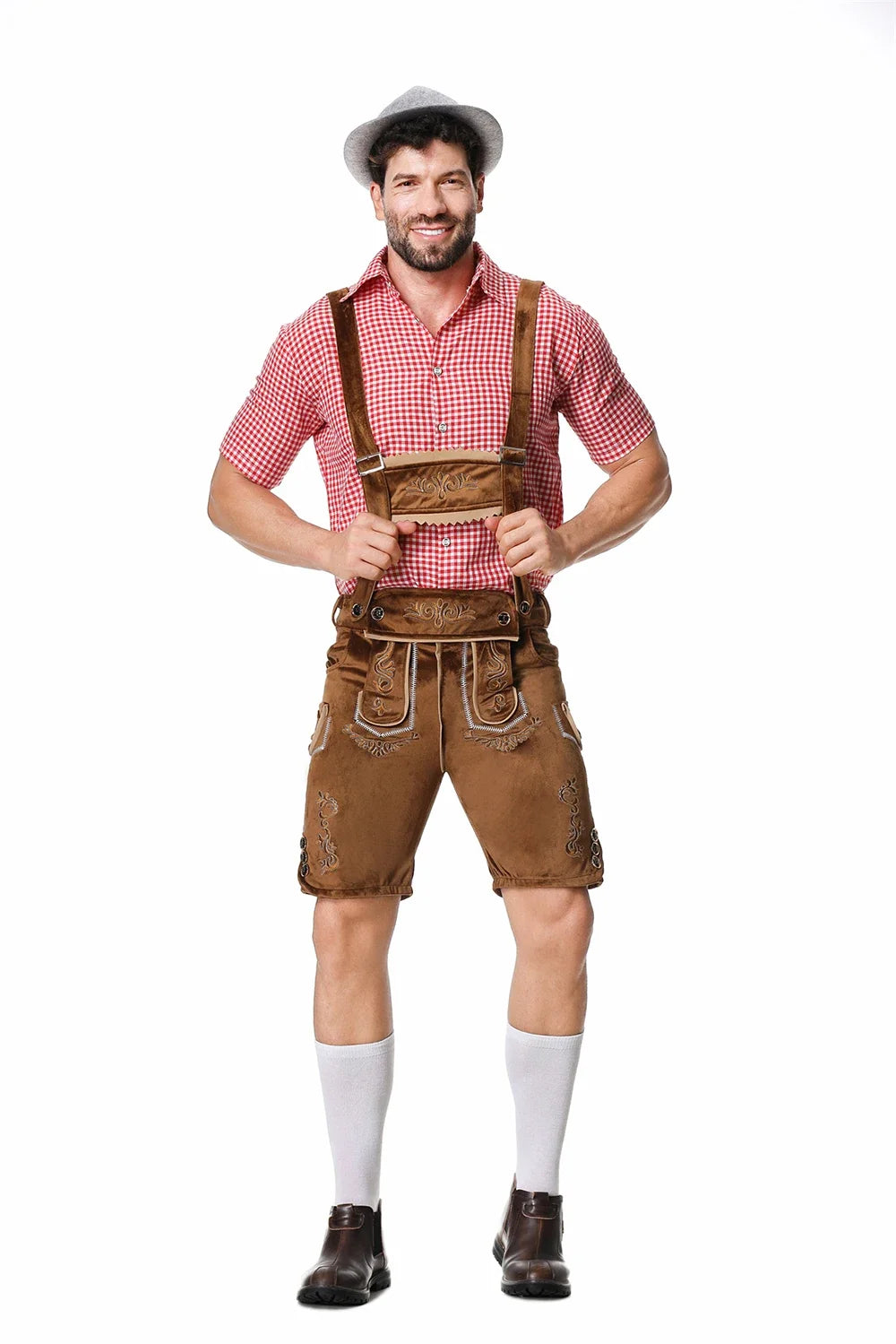 Bayerisches Oktoberfest Deutsches Bierkostüm Männliches Oktoberfest Lederhosenkostüm Bierhemd Hosenträgershorts Hut Cosplay Kostüme
