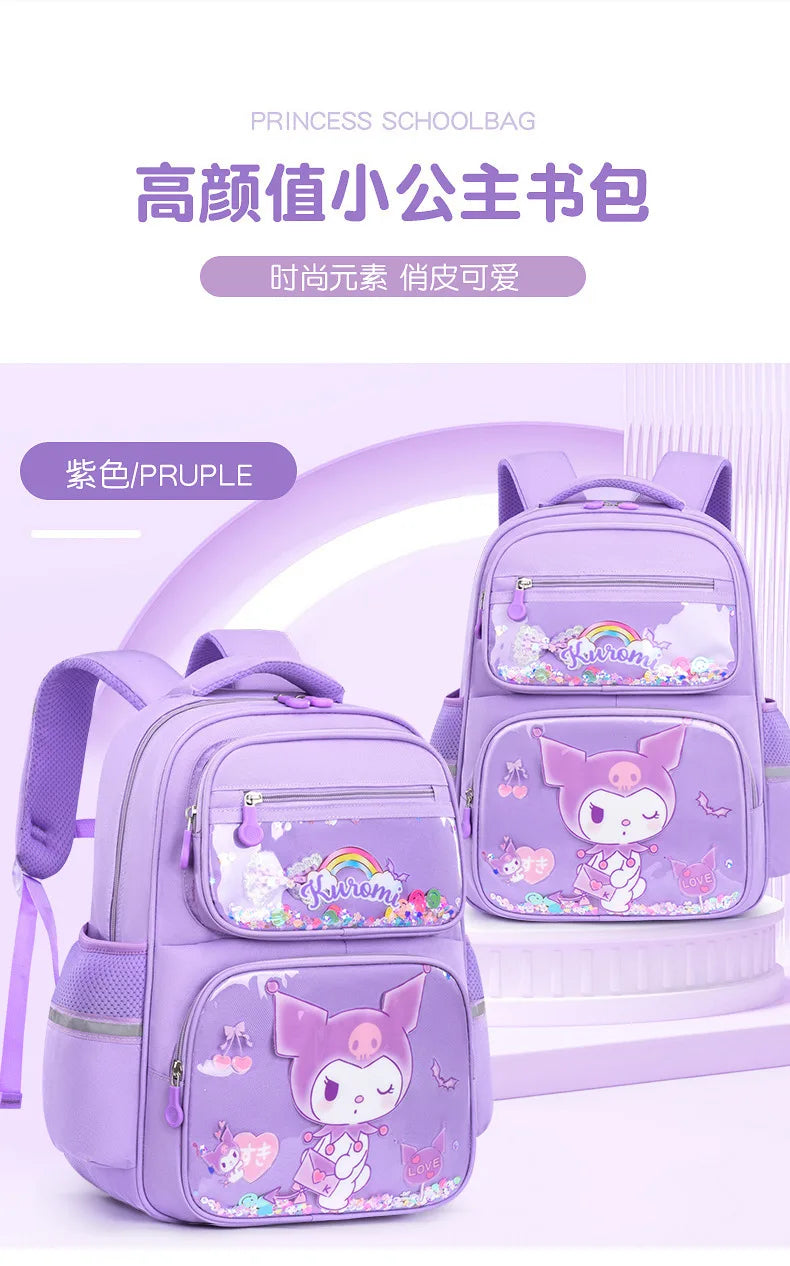 Kids Cute Backpack Big School Bags Students Large Capacity Lightweight Girls Children Kuromi Sanrio Melody Kawaii Cinnamoroll