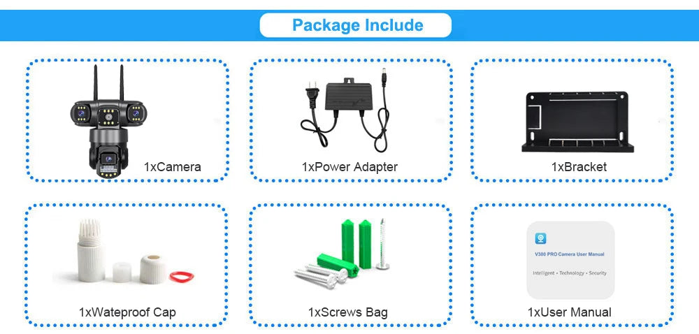 V380 Pro WiFi-IP-Kamera für den Außenbereich, 12 MP, 6K, dreifache Linsen, dreifache Bildschirme, Sicherheitsvideomonitor, Nachtsicht, wasserdichte CCTV-Kameras