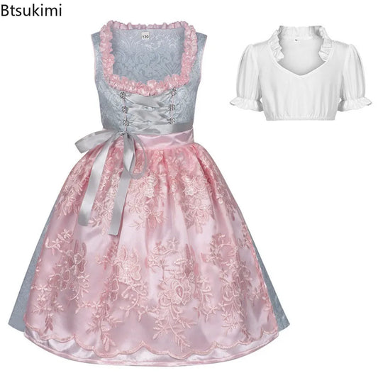 Neu 2025 Sommer Bayerische Oktoberfest Kostüme Dirndl Kleider Mädchen Spitze Kalte Schulter Kleid Bayerische Deutsche Bier Mädchen Kostüm