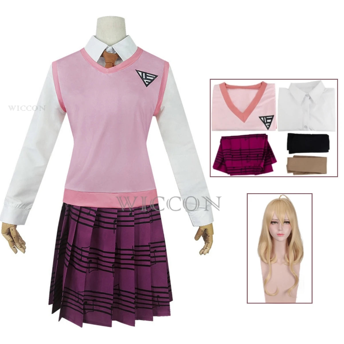 Anime Dangaronpa Kaede Akamatsu Cosplay Kostum Tank Top Kurzer Rock Faltenrock JK Schuluniform Halloween Party Set