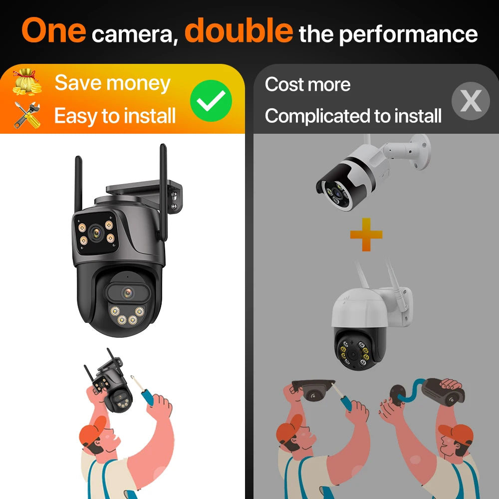 4K 8MP PTZ WIFI-Kamera Dual Lens Dual Screen IP-Kamera Outdoor 4MP HD Auto Tracking Sicherheitsschutz CCTV-Überwachung iCSee