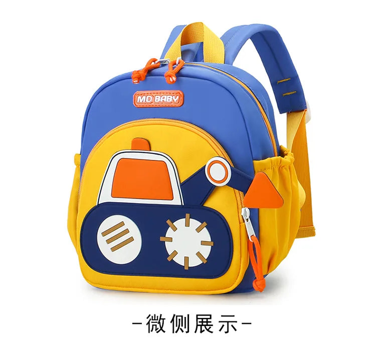 Kids Backpack for Boys Girls Toddler School Kindergarten Cute Construction Truck Car Design Trendy Casual Backpack